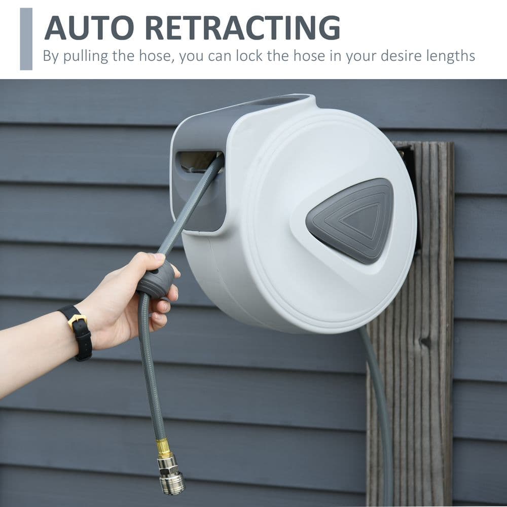 image-Retractable Air Hose Reel Auto Self-Winding Wall Mount 1/4" 15m+140cm Durhand