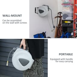 image-Retractable Air Hose Reel Auto Self-Winding Wall Mount 1/4" 15m+140cm Durhand