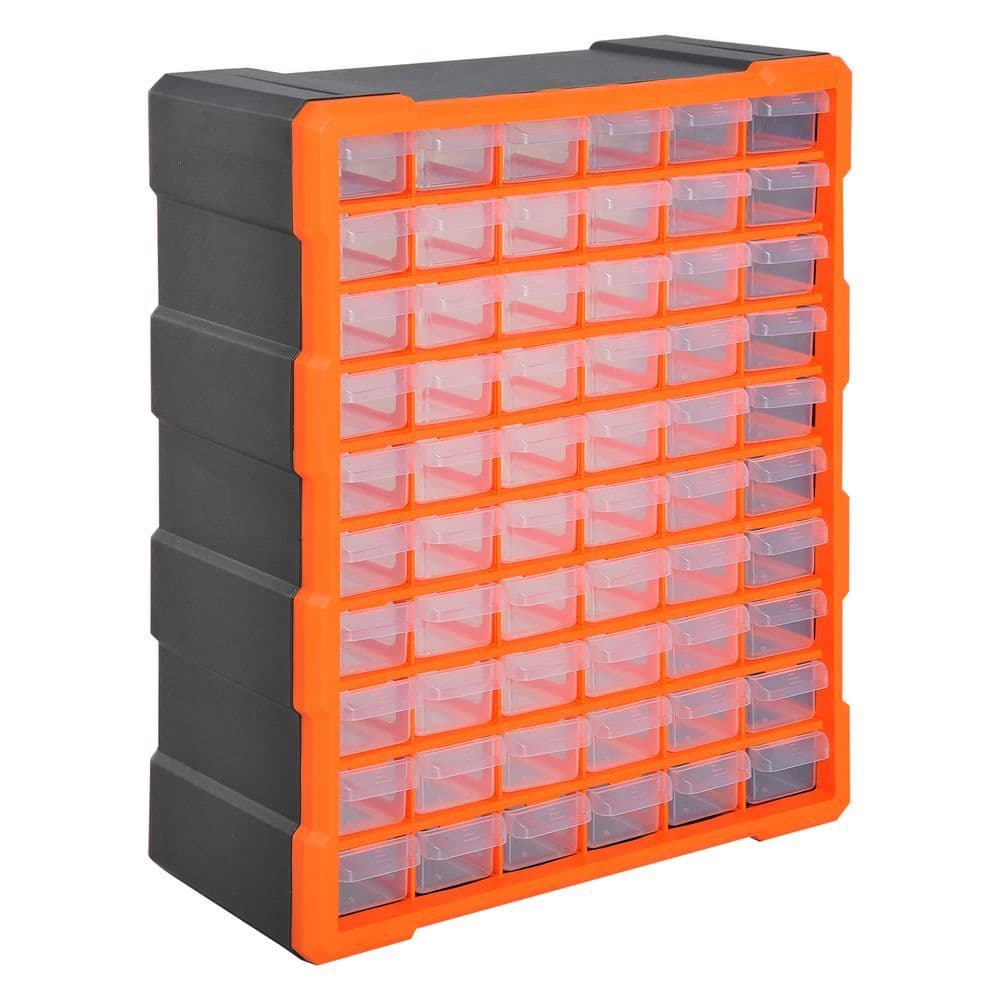 image-60 Drawers Parts Organiser Wall Mount Storage Cabinet Nuts Bolts Tools Clear