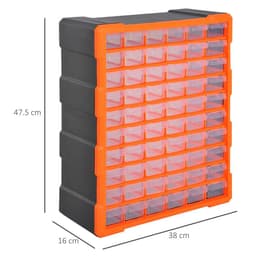 image-60 Drawers Parts Organiser Wall Mount Storage Cabinet Nuts Bolts Tools Clear
