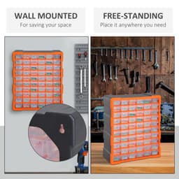 image-60 Drawers Parts Organiser Wall Mount Storage Cabinet Nuts Bolts Tools Clear