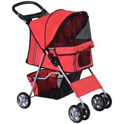 image-Pet Stroller Carrier Foldable Deluxe Jogger Travel Dog Cat 4 Wheels Pawhut