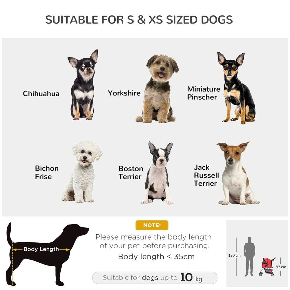image-Pet Stroller Carrier Foldable Deluxe Jogger Travel Dog Cat 4 Wheels Pawhut
