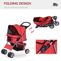image-Pet Stroller Carrier Foldable Deluxe Jogger Travel Dog Cat 4 Wheels Pawhut