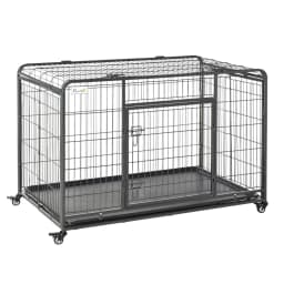 image-81x125cm Metal Dog Cage Kennel Locking Door & Wheels Extra Large Pets Pawhut