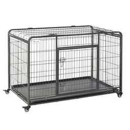 image-81x125cm Metal Dog Cage Kennel Locking Door & Wheels Extra Large Pets Pawhut