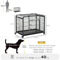 image-81x125cm Metal Dog Cage Kennel Locking Door & Wheels Extra Large Pets Pawhut