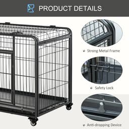 image-81x125cm Metal Dog Cage Kennel Locking Door & Wheels Extra Large Pets Pawhut
