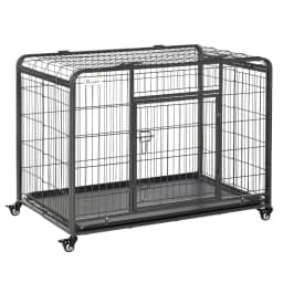 image-78x109cm Metal Dog Cage Kennel w/ Locking Door & Wheels Large Pets Pawhut