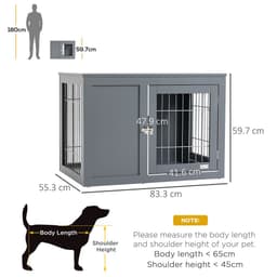 image-Furniture-Style Dog Crate Two Lockable Doors, for Small & Medium Dogs Pawhut
