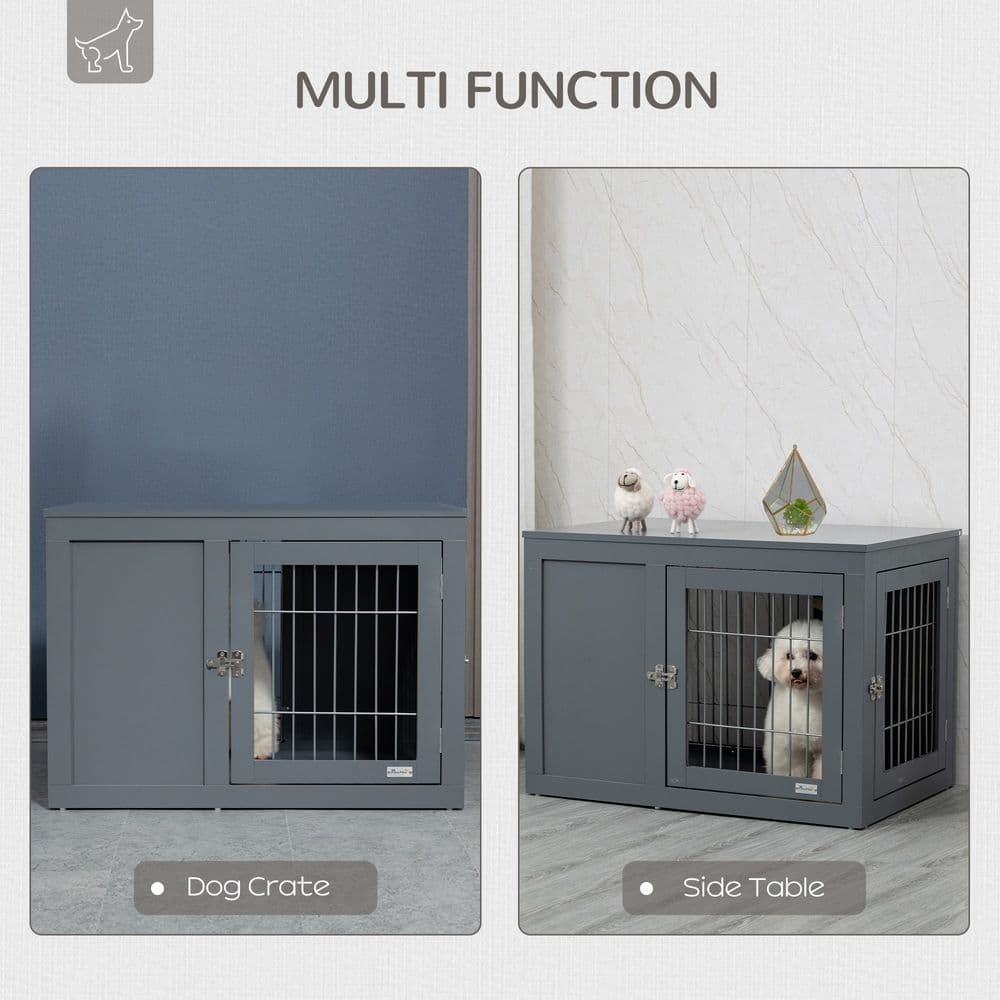 image-Furniture-Style Dog Crate Two Lockable Doors, for Small & Medium Dogs Pawhut