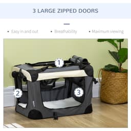 image-51cm Foldable Pet Carrier w/ Cushion for Mini Dogs and Cats - Grey Pawhut