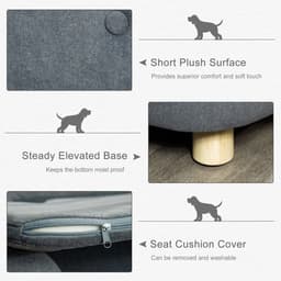 image-Pet Sofa Dog Couch, Short Plush, for Small Dog, 70 x 47 x 30 cm, Grey Pawhut