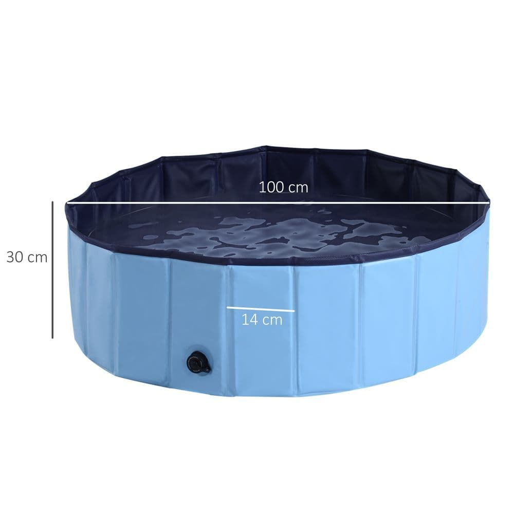 image-Pet Cat Dog Swimming Pool Indoor Outdoor Bathing Foldable Inflate 100cm Pawhut