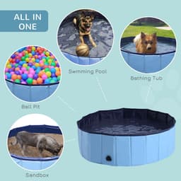 image-Pet Cat Dog Swimming Pool Indoor Outdoor Bathing Foldable Inflate 100cm Pawhut