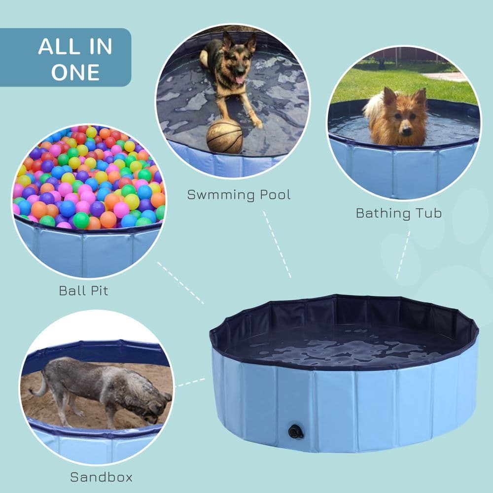 image-Pet Cat Dog Swimming Pool Indoor Outdoor Bathing Foldable Inflate 100cm Pawhut