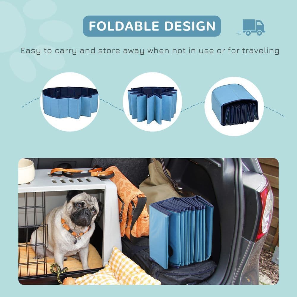 image-Pet Cat Dog Swimming Pool Indoor Outdoor Bathing Foldable Inflate 100cm Pawhut