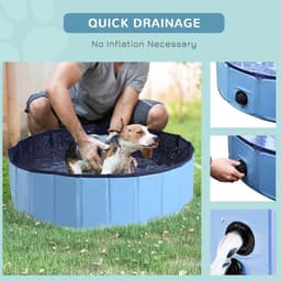 image-Pet Cat Dog Swimming Pool Indoor Outdoor Bathing Foldable Inflate 100cm Pawhut