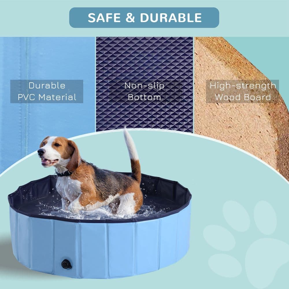 image-Pet Cat Dog Swimming Pool Indoor Outdoor Bathing Foldable Inflate 100cm Pawhut