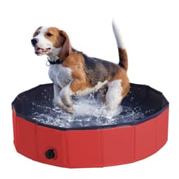 image-Pet Paddling Pool Cat Dog Indoor/ Outdoor Foldable 80cm Diameter Red Pawhut