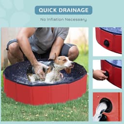 image-Pet Paddling Pool Cat Dog Indoor/ Outdoor Foldable 80cm Diameter Red Pawhut