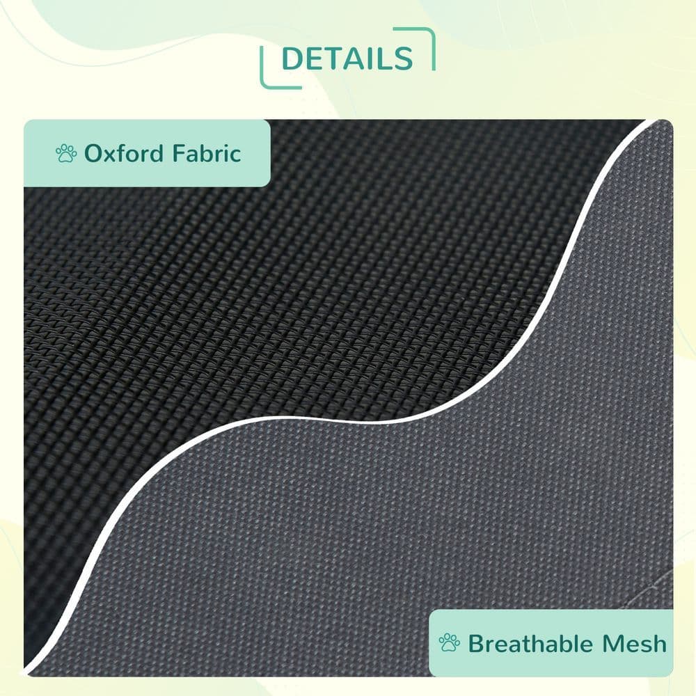 image-92 cm Elevated Dog Bed Cooling Raised Pet Cot UV Protection Canopy Grey Pawhut