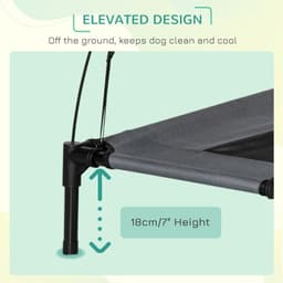 image-92 cm Elevated Dog Bed Cooling Raised Pet Cot UV Protection Canopy Grey Pawhut