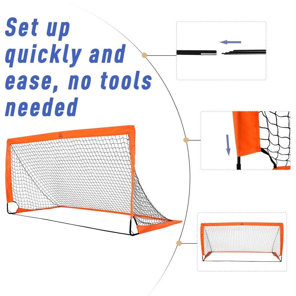 image-Football Goal Folding Outdoor with All Weather Net Kids Adults 6'x3' HOMCOM