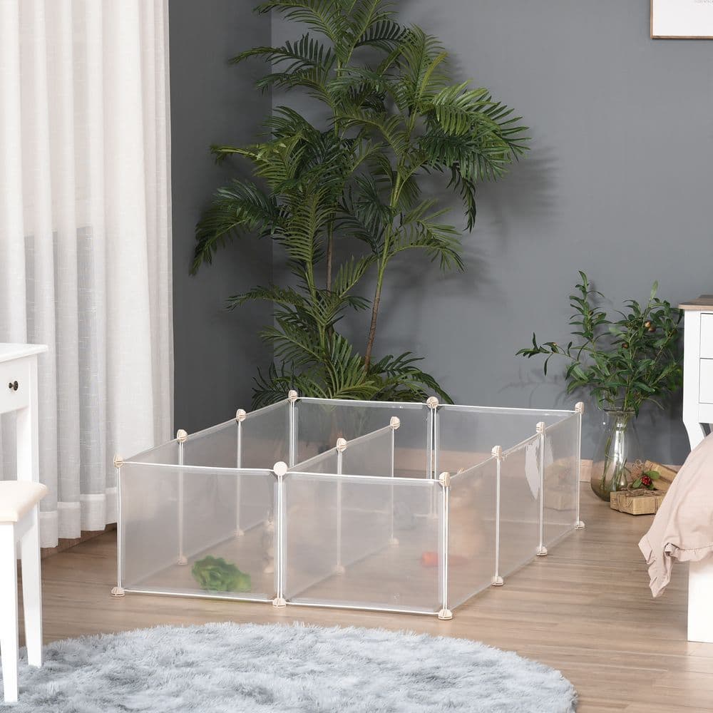 image-Pet Playpen DIY Small Animal Cage 12 Panels for Bunny Chinchilla Pawhut