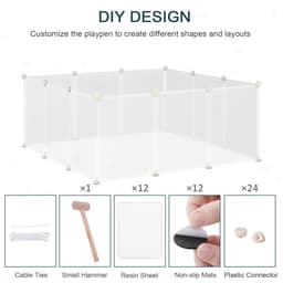 image-Pet Playpen DIY Small Animal Cage 12 Panels for Bunny Chinchilla Pawhut