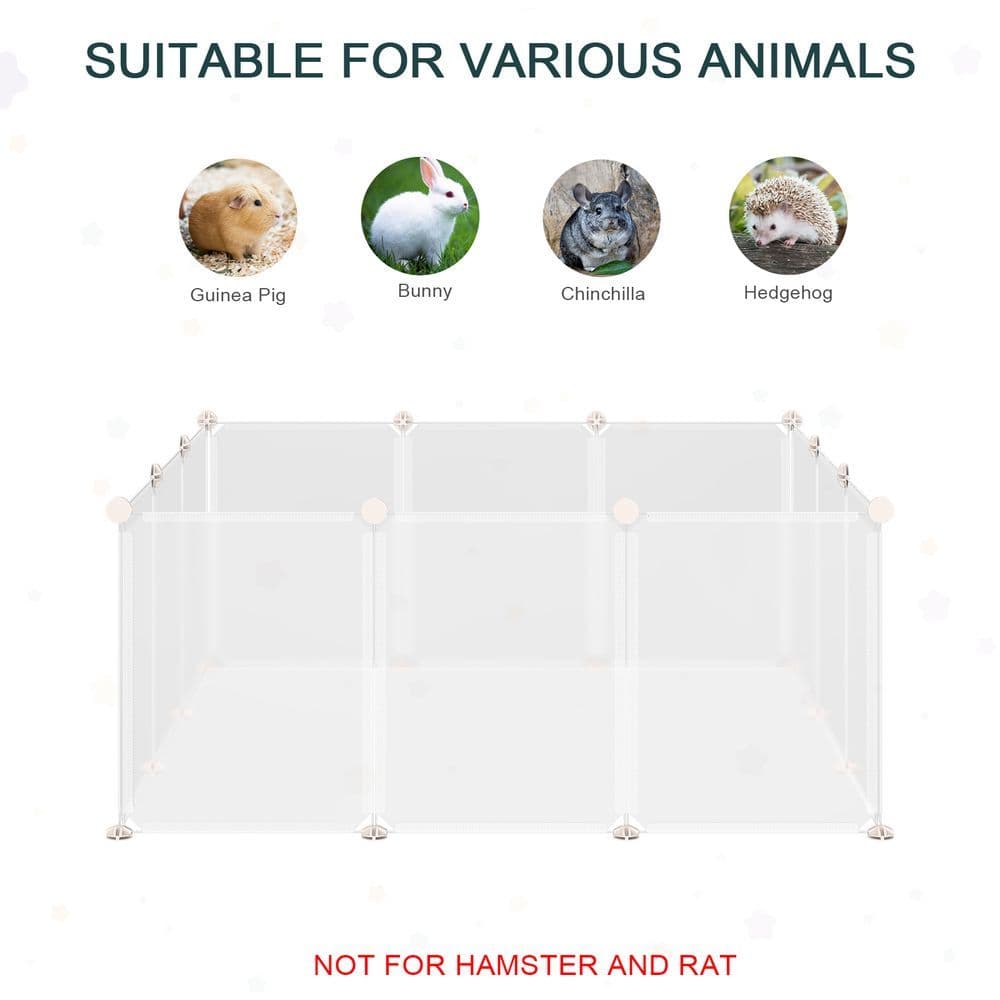 image-Pet Playpen DIY Small Animal Cage 12 Panels for Bunny Chinchilla Pawhut