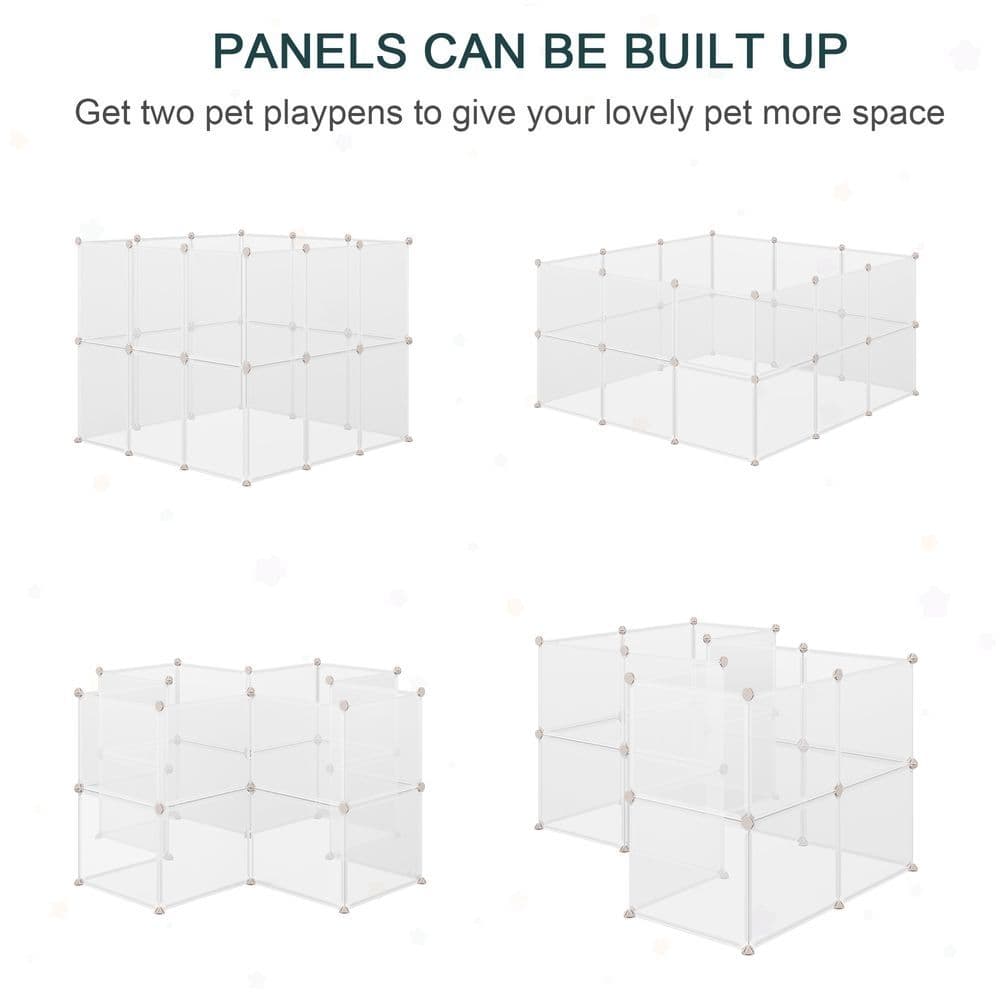 image-Pet Playpen DIY Small Animal Cage 12 Panels for Bunny Chinchilla Pawhut