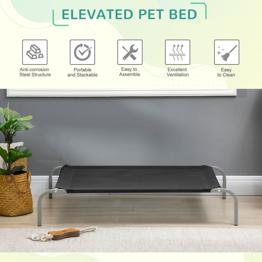 image-Cooling Pet Bed Elevated Dog Bed with Non-slip Pads for Large Dogs Pawhut