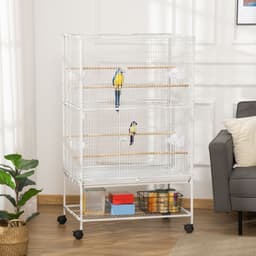 image-Large Bird Cage Budgie Cage for Finch Canaries Parrot with Stand White