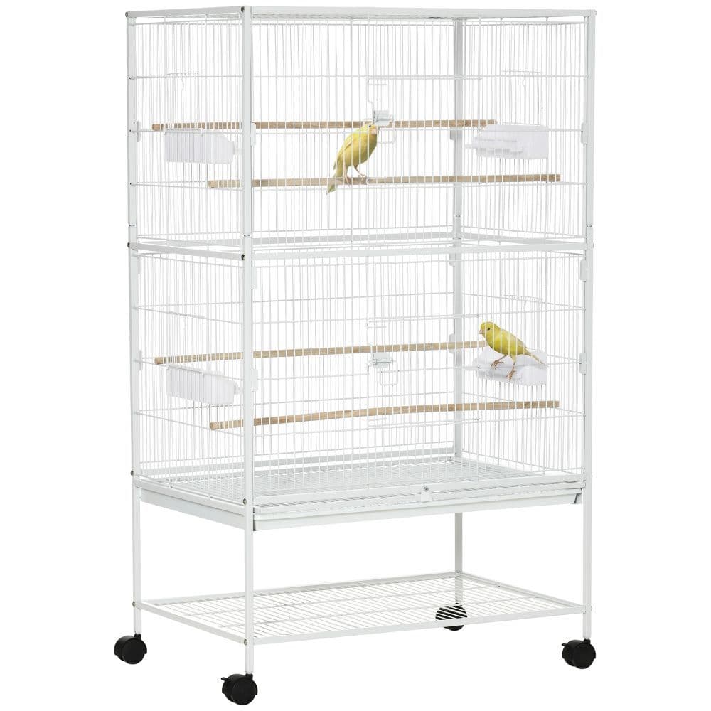 image-Large Bird Cage Budgie Cage for Finch Canaries Parrot with Stand White