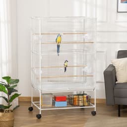 image-Large Bird Cage Budgie Cage for Finch Canaries Parrot with Stand White