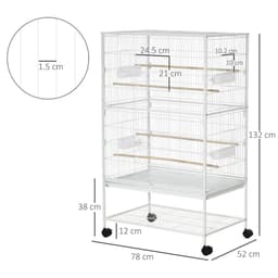 image-Large Bird Cage Budgie Cage for Finch Canaries Parrot with Stand White