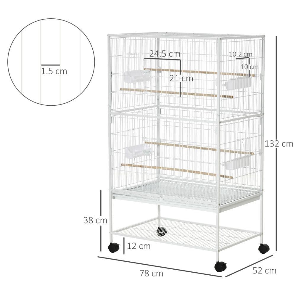 image-Large Bird Cage Budgie Cage for Finch Canaries Parrot with Stand White