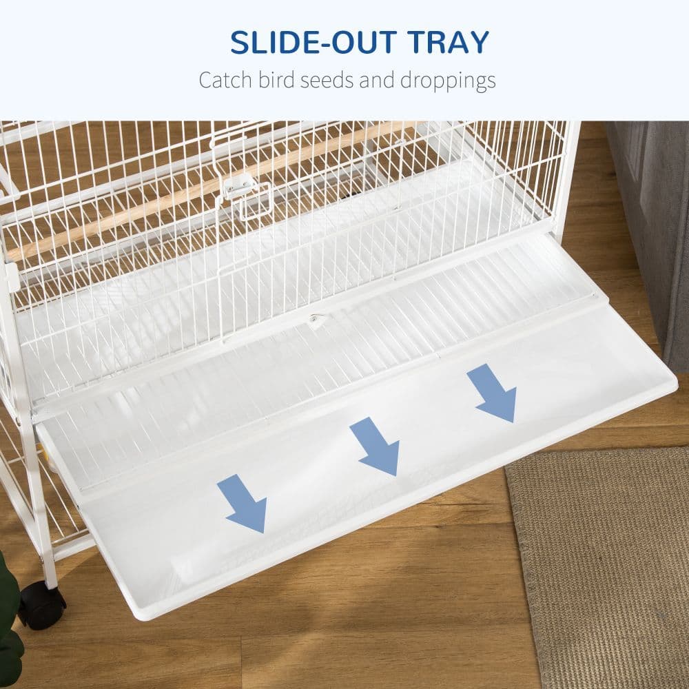 image-Large Bird Cage Budgie Cage for Finch Canaries Parrot with Stand White