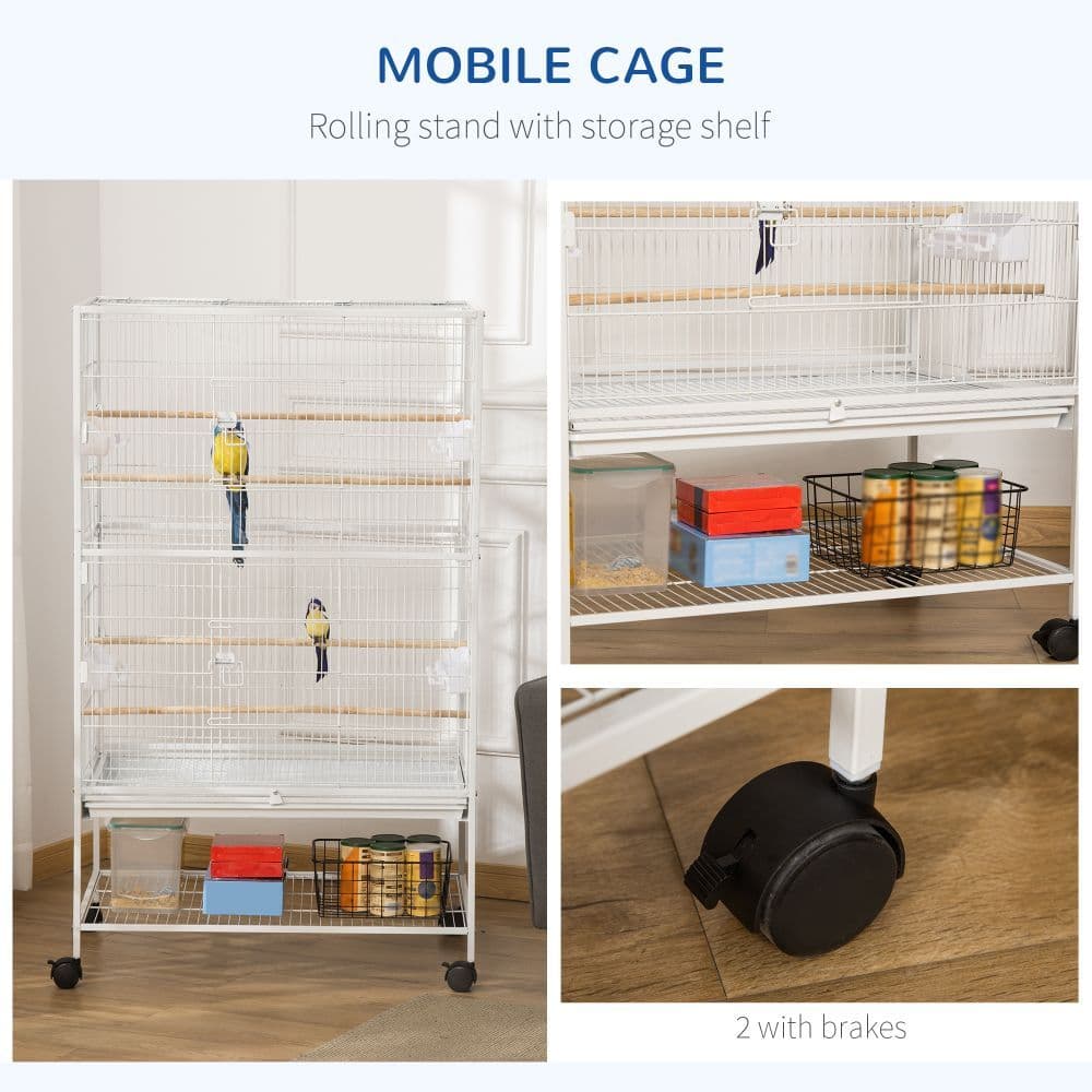 image-Large Bird Cage Budgie Cage for Finch Canaries Parrot with Stand White