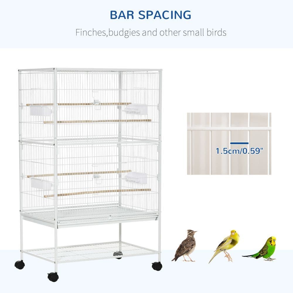 image-Large Bird Cage Budgie Cage for Finch Canaries Parrot with Stand White
