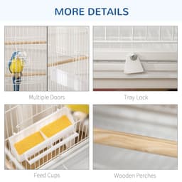 image-Large Bird Cage Budgie Cage for Finch Canaries Parrot with Stand White