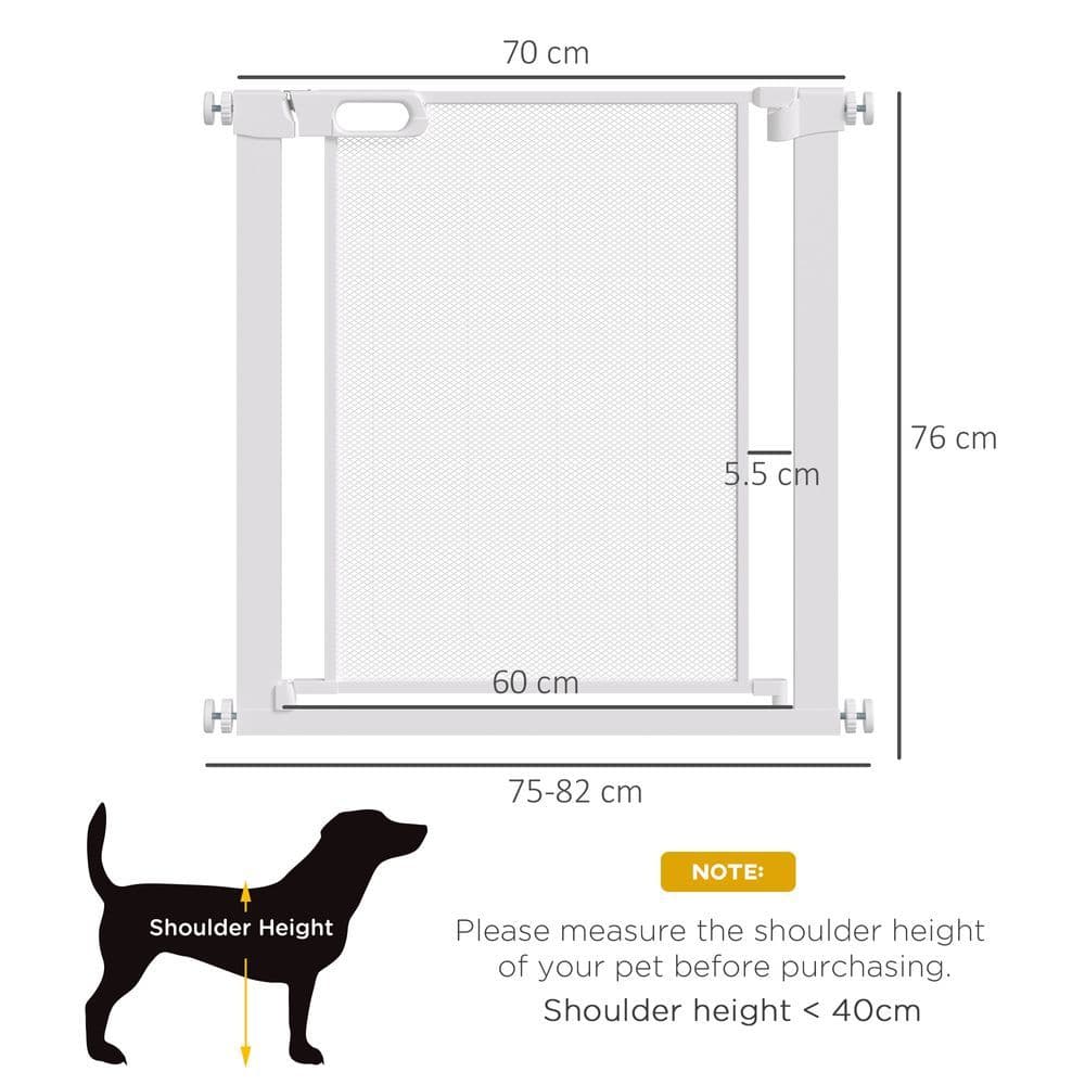 image-Pressure Fit Safety Gate for Stairs w/ Auto Close 75-82 cm - White Pawhut