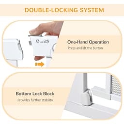 image-Pressure Fit Safety Gate for Stairs w/ Auto Close 75-82 cm - White Pawhut