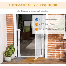 image-Pressure Fit Safety Gate for Stairs w/ Auto Close 75-82 cm - White Pawhut