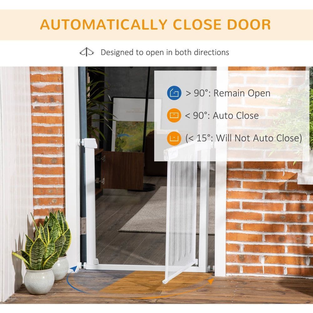 image-Pressure Fit Safety Gate for Stairs w/ Auto Close 75-82 cm - White Pawhut