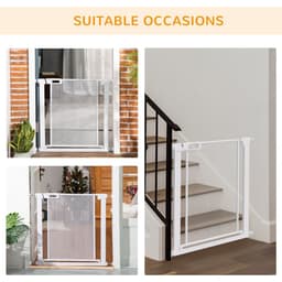 image-Pressure Fit Safety Gate for Stairs w/ Auto Close 75-82 cm - White Pawhut