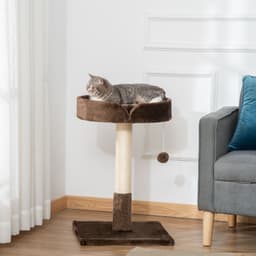 image-Small Cat Tree for Indoor Cats W/ Sisal Scratching Post Bed Cushion Toy Pawhut