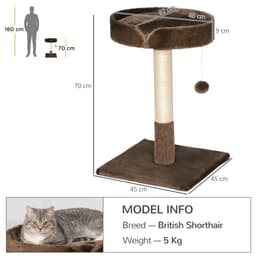 image-Small Cat Tree for Indoor Cats W/ Sisal Scratching Post Bed Cushion Toy Pawhut