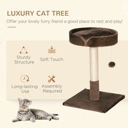 image-Small Cat Tree for Indoor Cats W/ Sisal Scratching Post Bed Cushion Toy Pawhut